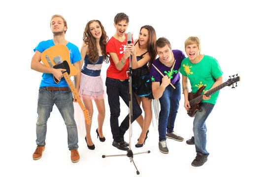 Musicians Group Playing Musical Instruments