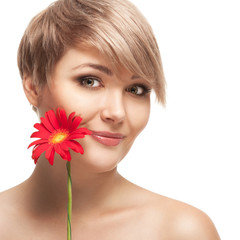 young woman with a flower