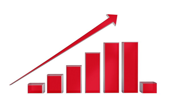 3d growing transparent business chart graph, luma matte