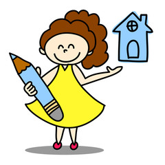 hand-drawn cartoon character happiness