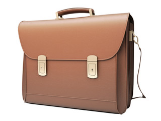 Brown business briefcase isolated