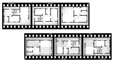 blueprint of house on film background