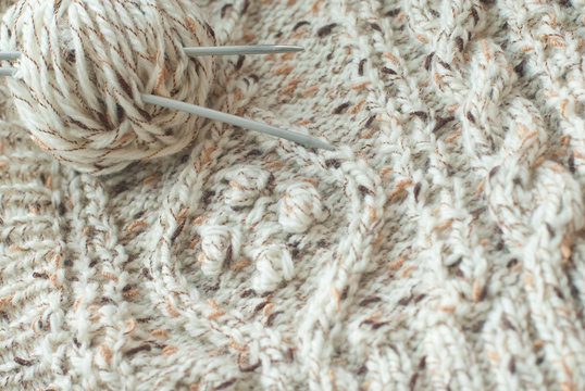 Detail of woven handicraft knit sweater
