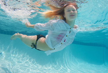 Smiling Model Under the water