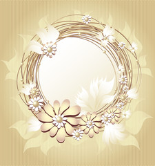 Scrapbooking floral  frame in Gold colors