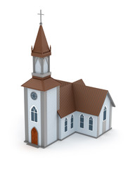 Classical сhristian сhurch. Isolated on white.