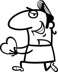 man giving heart cartoon illustration