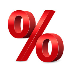 3D red percent sign, sale symbol