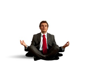 Business man practice yoga