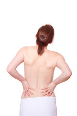 junge Frau mit Rückenschmerzen