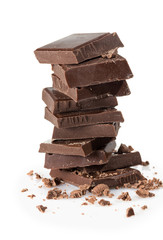 Roughly cut chunks of a chocolate bar