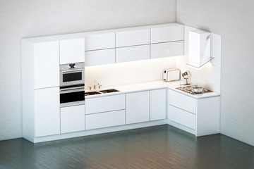 Luxury White Kitchen in Minimalist Style