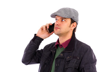 Portrait of handsome young man using mobile phone