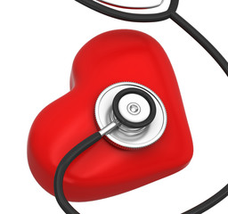 Illustration of a heart with a stethoscope