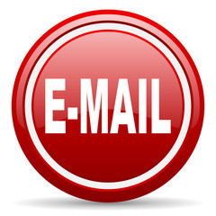 mail red glossy icon on white background
