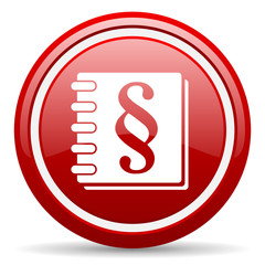law red glossy icon on white background