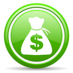 money green glossy icon on white background
