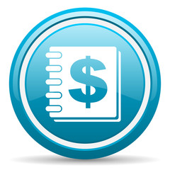 money blue glossy icon on white background