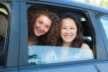Two Happy Women in the Car