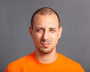 Young Man Portrait on Grey Background
