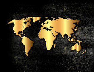 Fototapeta na wymiar Golden world map