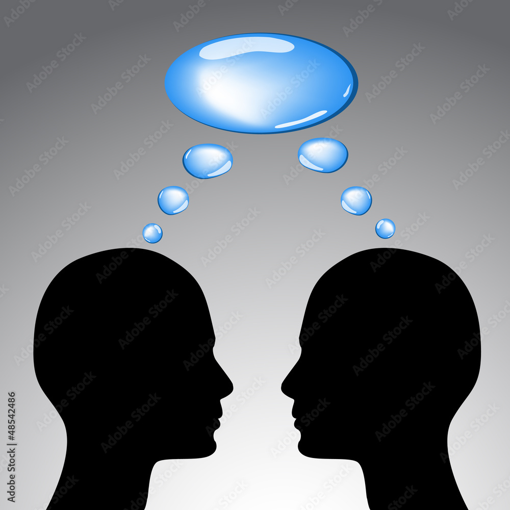 Wall mural Communication concept - two heads and thoughts vector