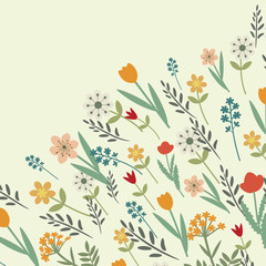 Fototapeta na wymiar Floral karty z wielokolorowe kwiaty
