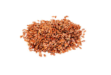 close up of flax seeds isolated on white background