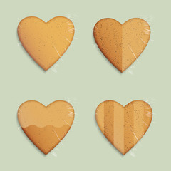 Vector set of hearts shapes cookies