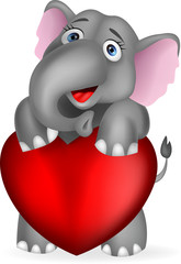 Elephant with red heart