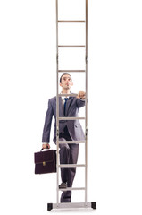 Businessman climbing the ladder isolated on white © Elnur
