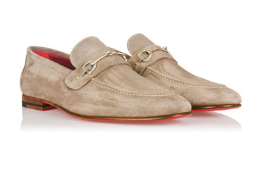 Fashion concept with male shoes on white