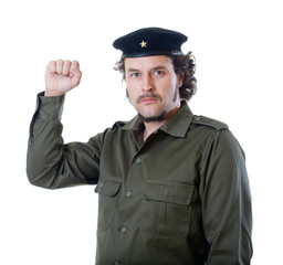 Guerilla raising fist
