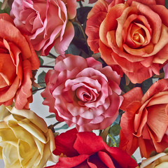 variety of colorful textile roses