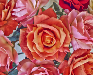 variety of colorful textile roses