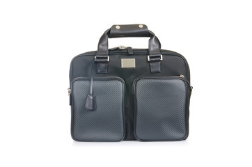 Black leather briefcase isolated on the white