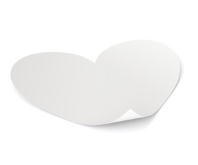 3d white paper heart isolated on white background