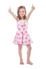 Cute little girl isolated on the white