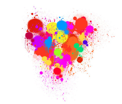 The shape of colorful hearts drops.