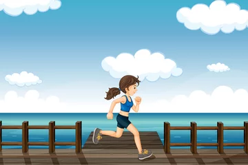 Stof per meter Een jonge vrouw die aan het joggen is © GraphicsRF