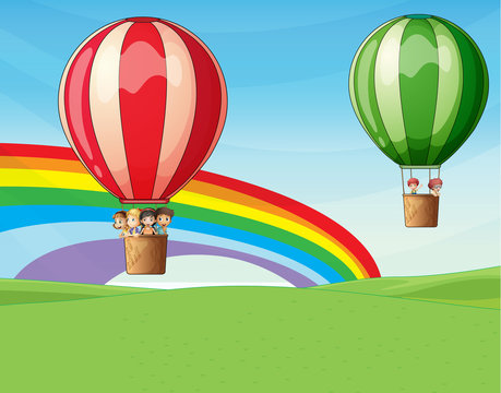Air balloons carrying kids