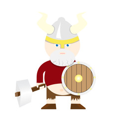 Illustration of viking with axe and shield