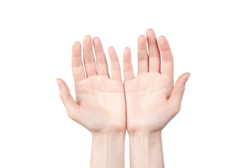 Empty woman hands isolated