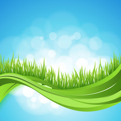 Naklejka premium Nature ackground. Abstract backdrop with green grass wave. Bokeh