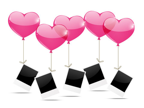Photo cards with heart balloons