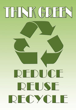 Think green illustration with recycling symbol