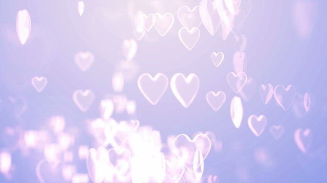 hearts flying on luminous background