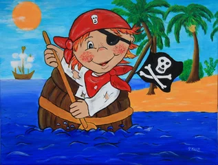 Peel and stick wall murals Pirates Pirateninsel