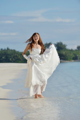 asian bride on beach