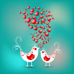 Valentine's Day love card or greeting card with cute love birds